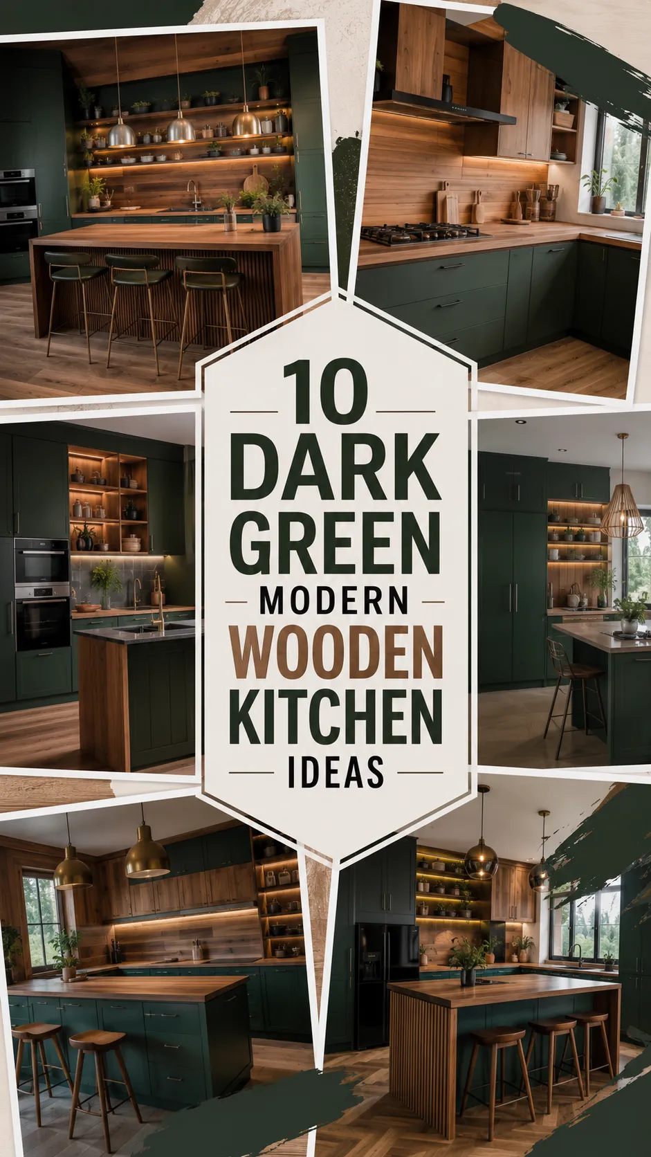 10 Dark Green Modern Wooden Kitchen Ideas